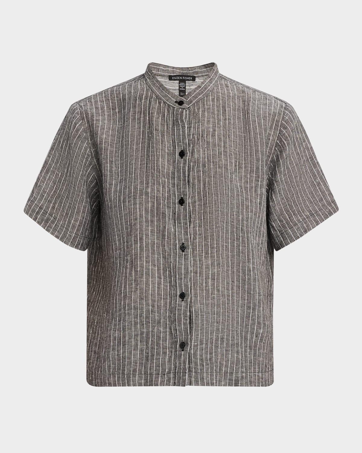 boxy striped organic linen shirt