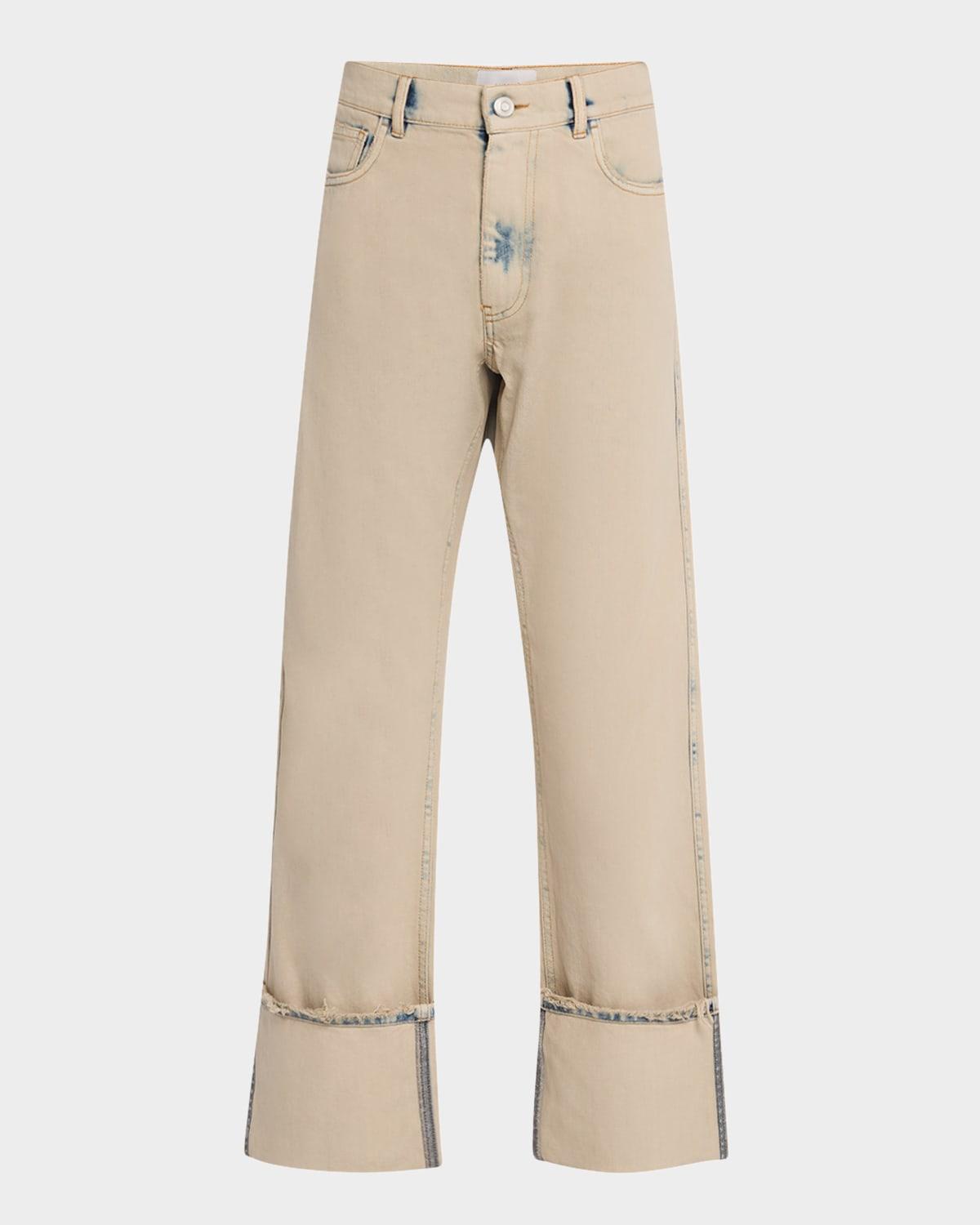 boyfriend denim straight-leg crop pants