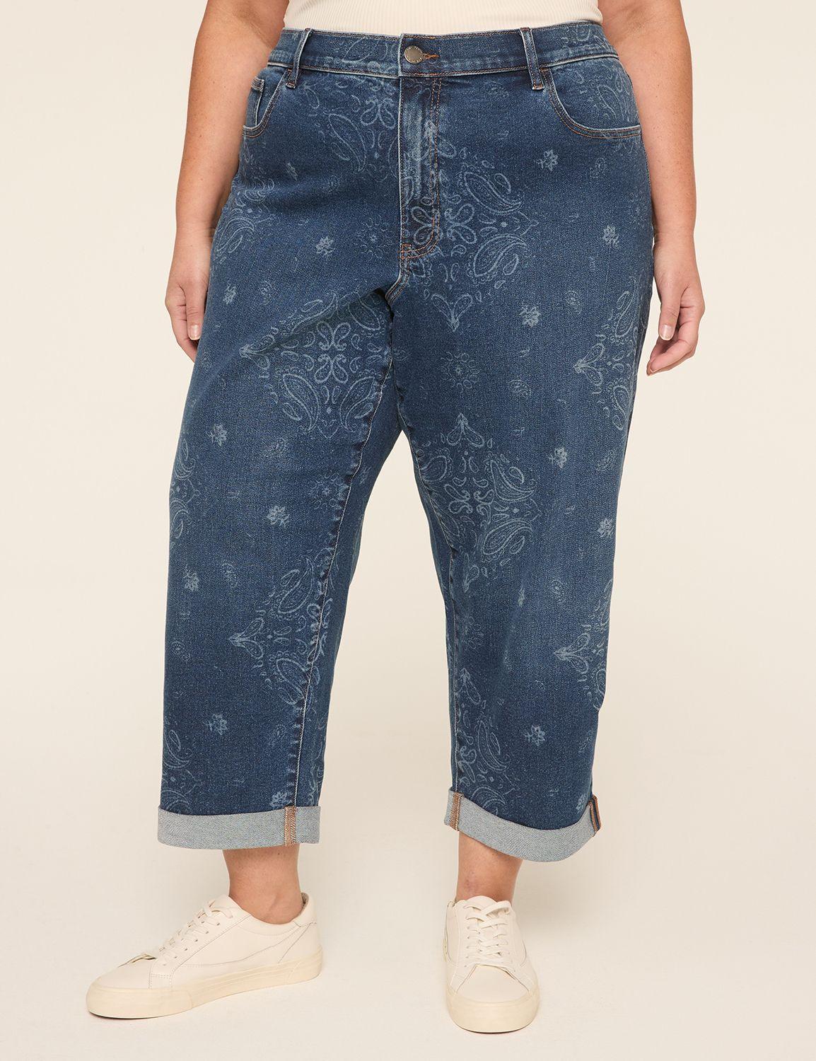 boyfriend fit bandana print jean