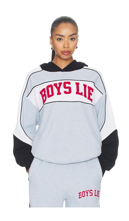boys lie good sport thermal racer hoodie in blue.