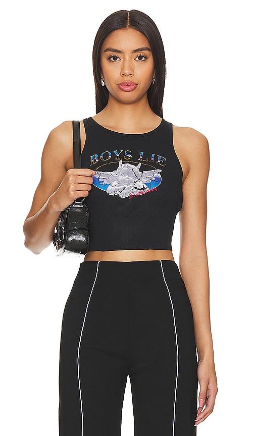 boys lie here lies tank in black.