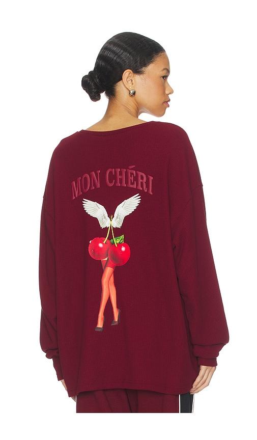 boys lie mon cheri thermal sweatshirt in wine.
