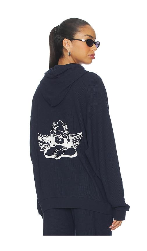 boys lie name em' harley zip hoodie in navy.