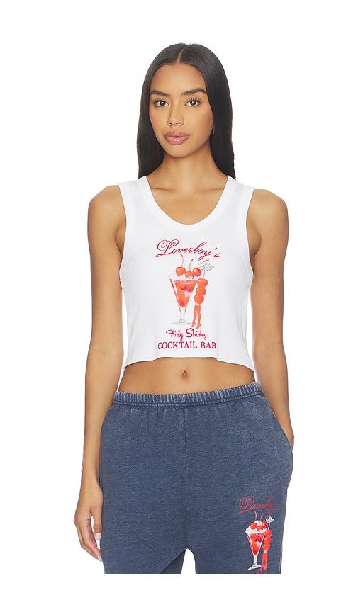 boys lie x loverboy flirty shirley randy tank top in white.