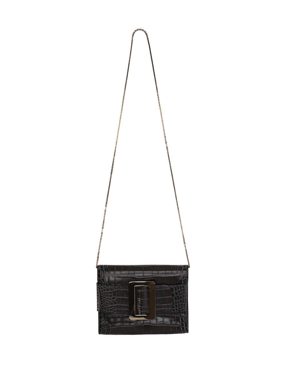 boyy buckle detailed embossed crossbody bag