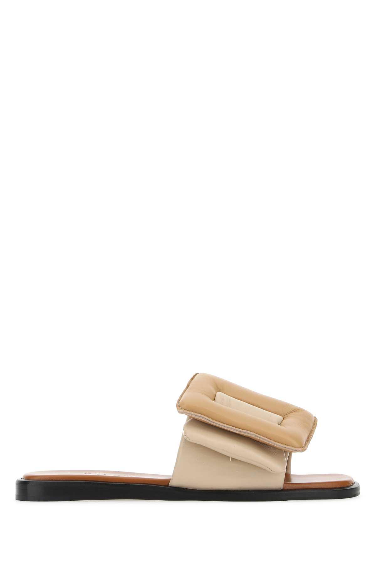 boyy two-tone leather puffy slippers