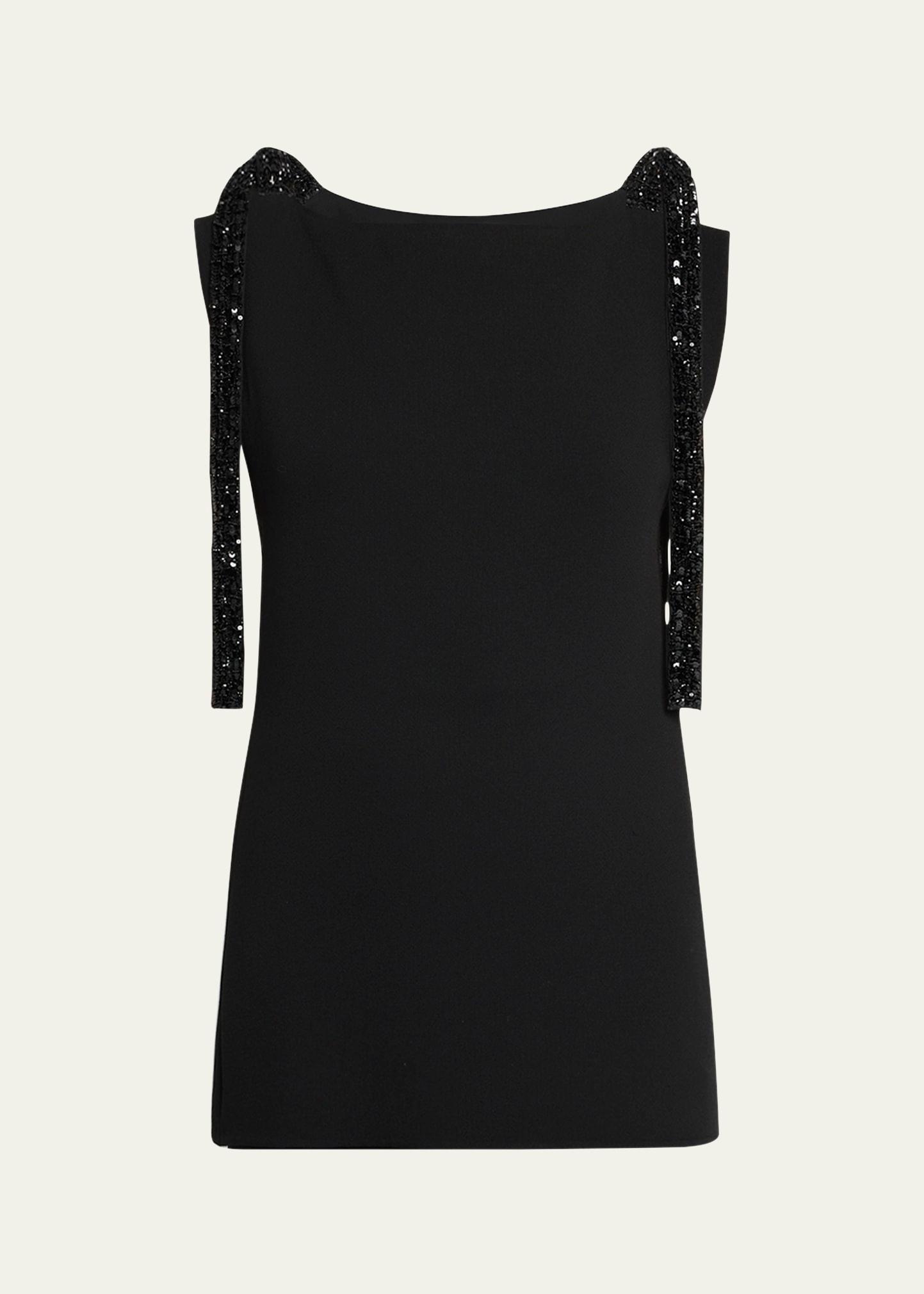 bozuni sequined ribbon structured silk top