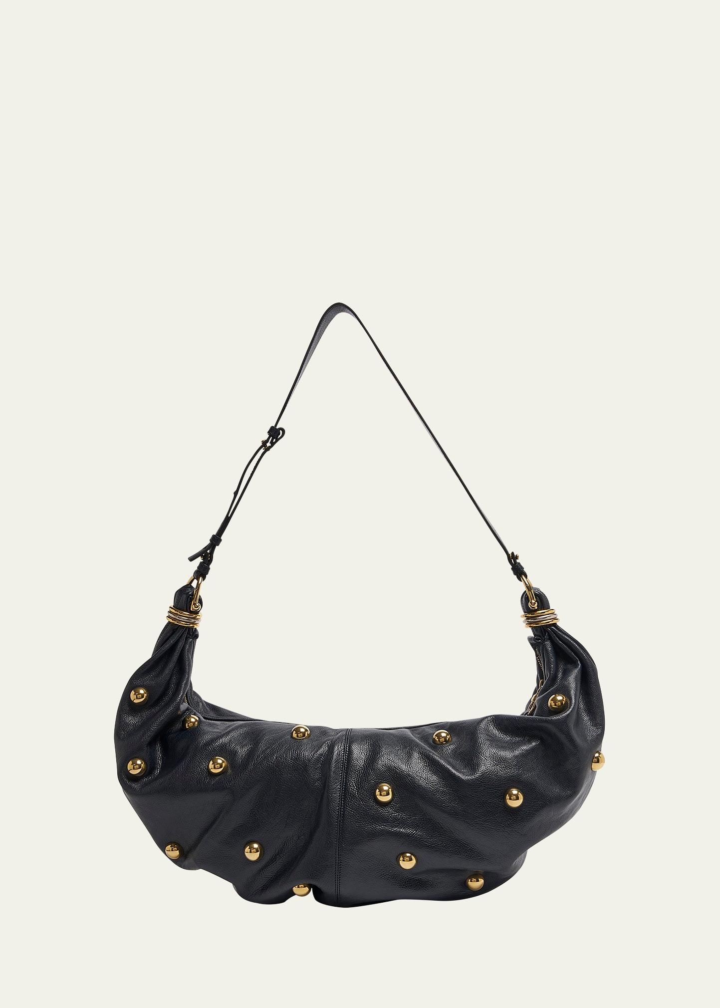 bracelet mini studded shoulder bag in grained calfskin