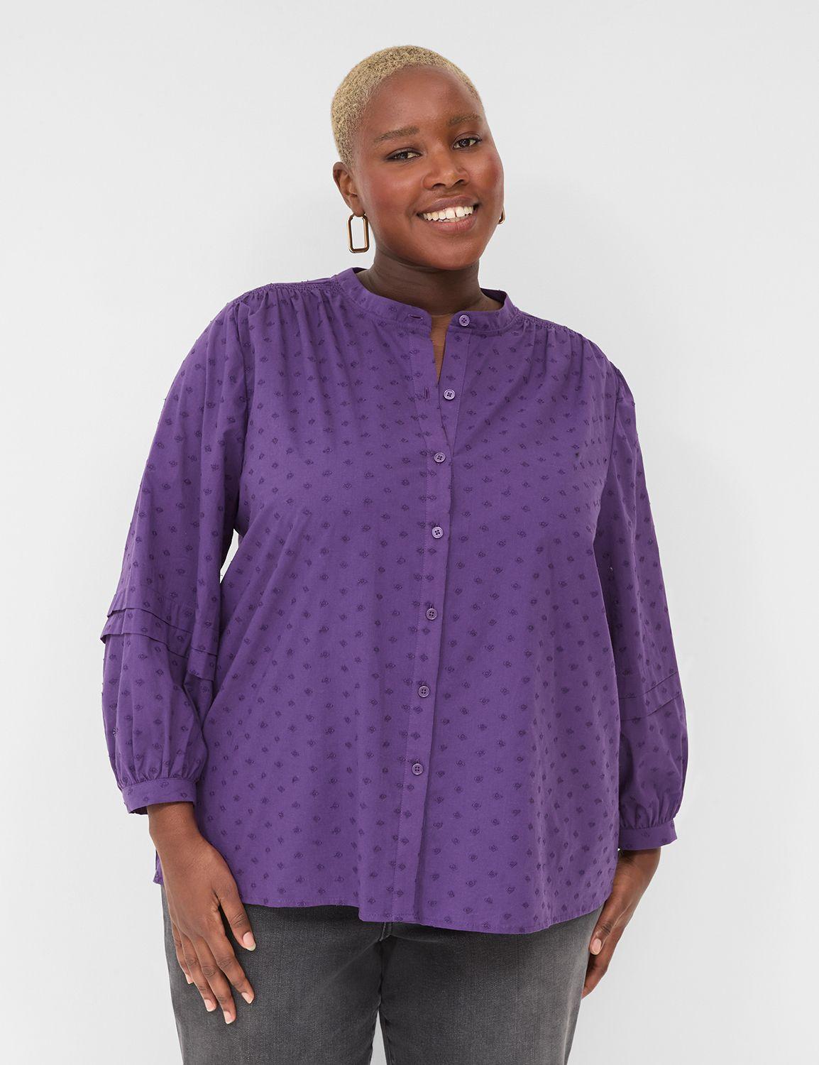 bracelet-sleeve button-front blouse