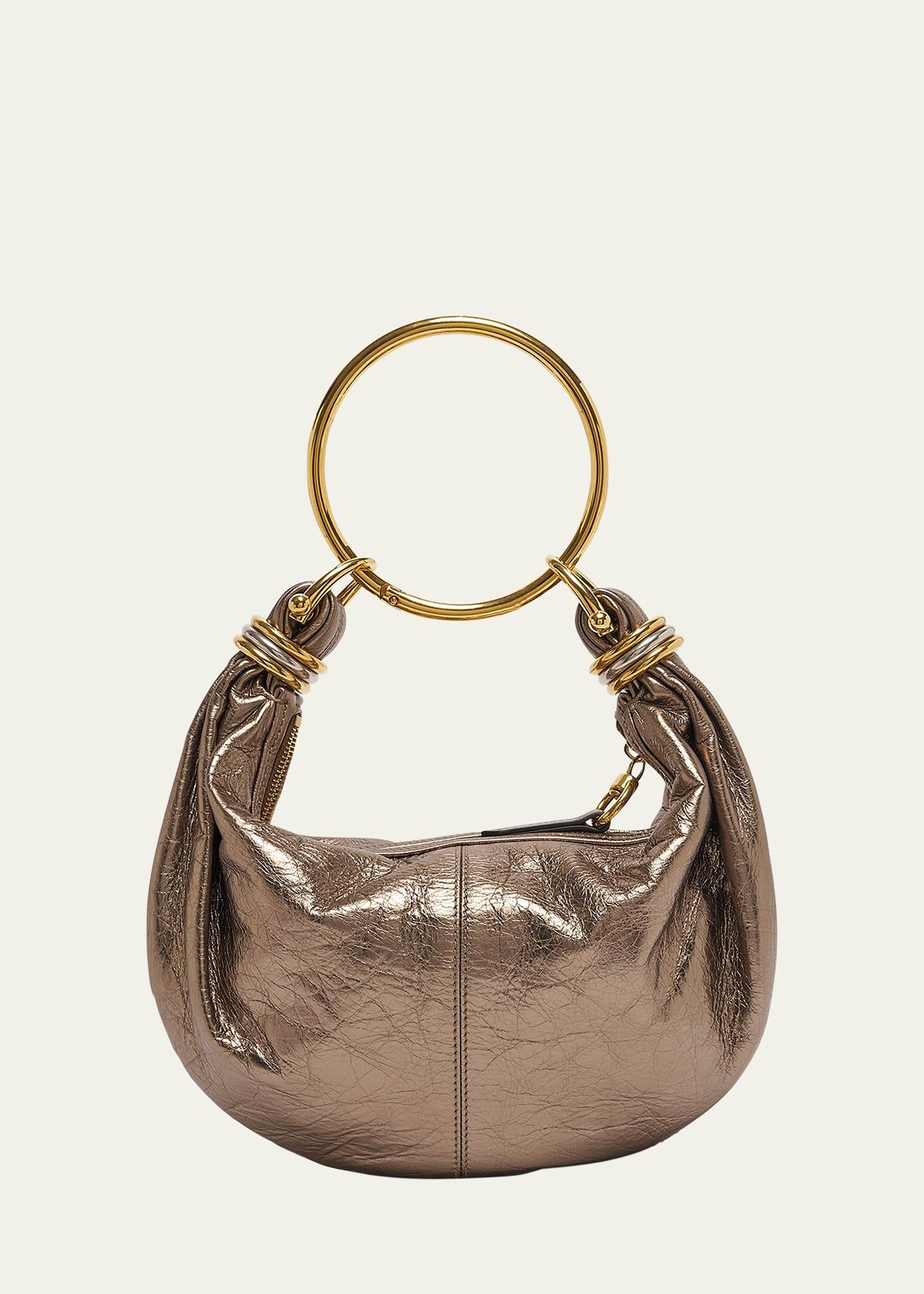 bracelet top-handle bag in metallic calfskin
