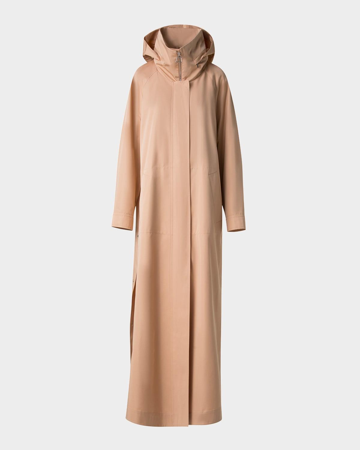 brady weather-resistant silk poplin maxi coat
