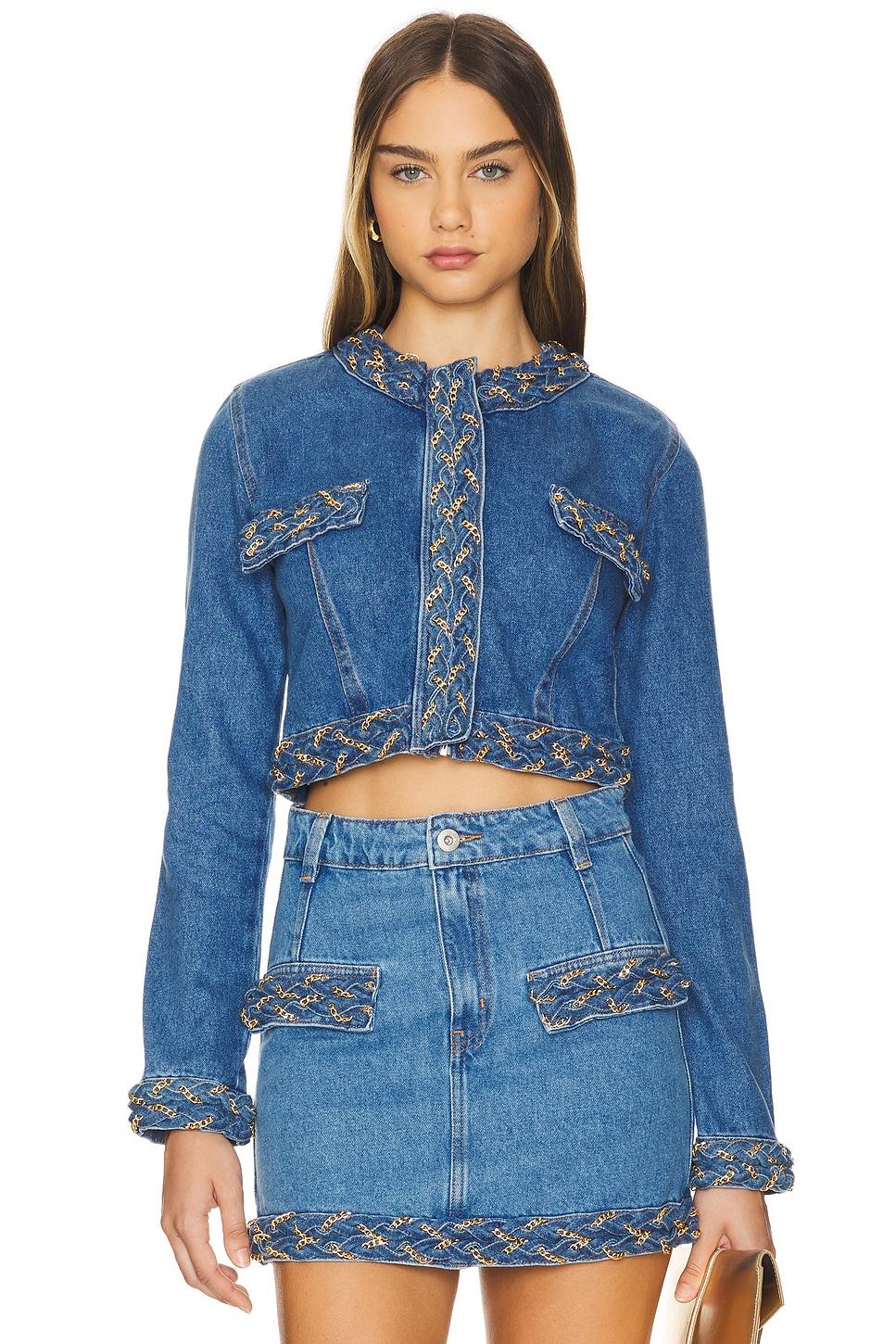 braided denim cropped jacket