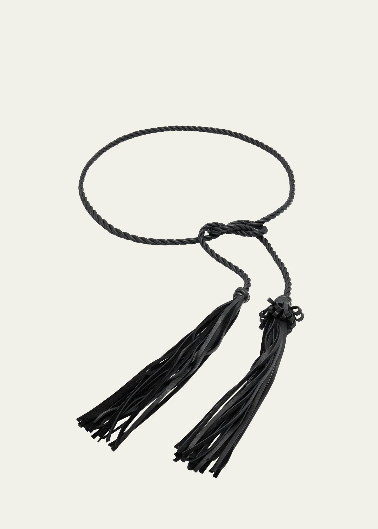 braided leather tassel belt