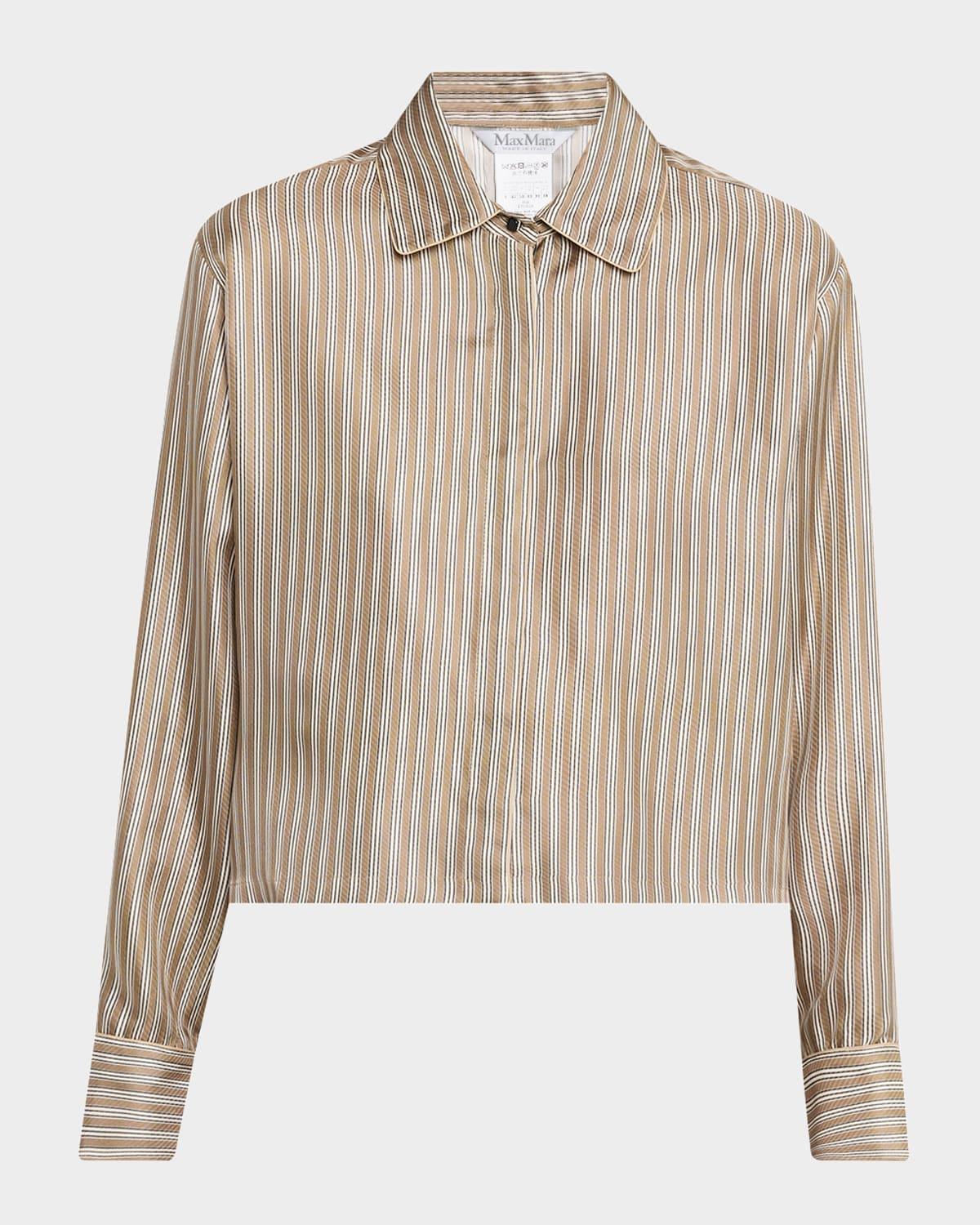 brama striped silk button-front shirt