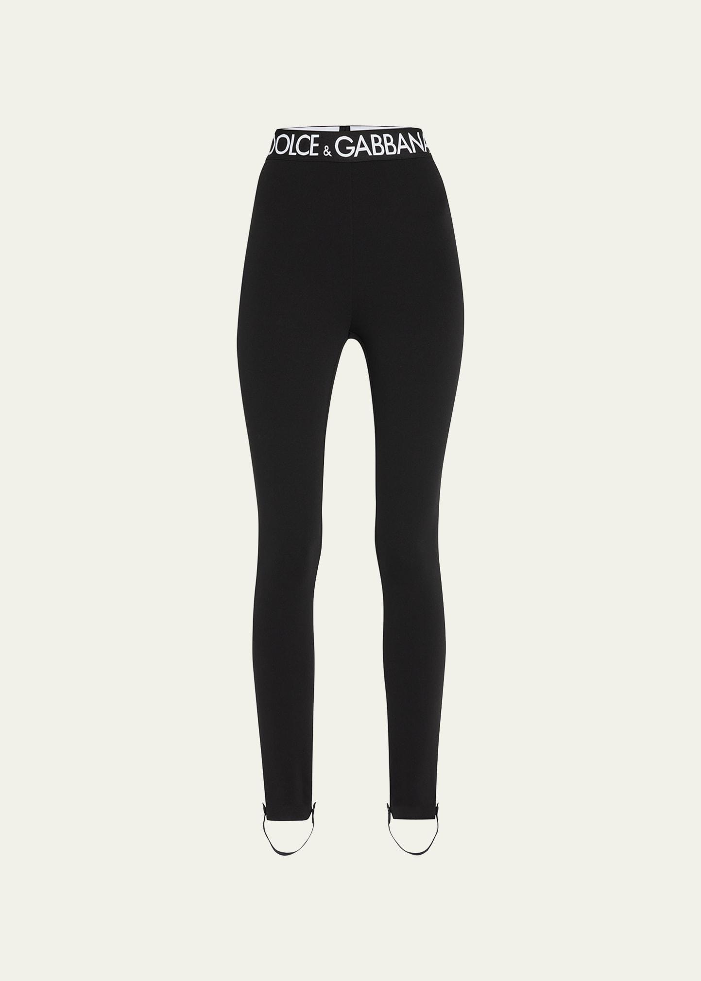 branded elastic high-waist leggings w/ detachable stirrups