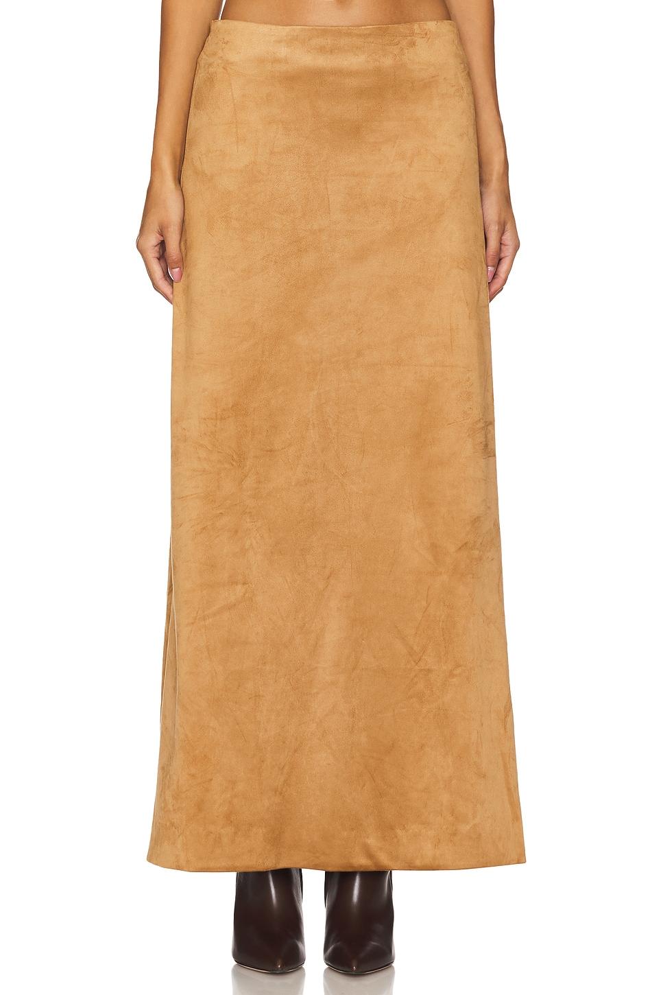 brandy faux suede maxi skirt