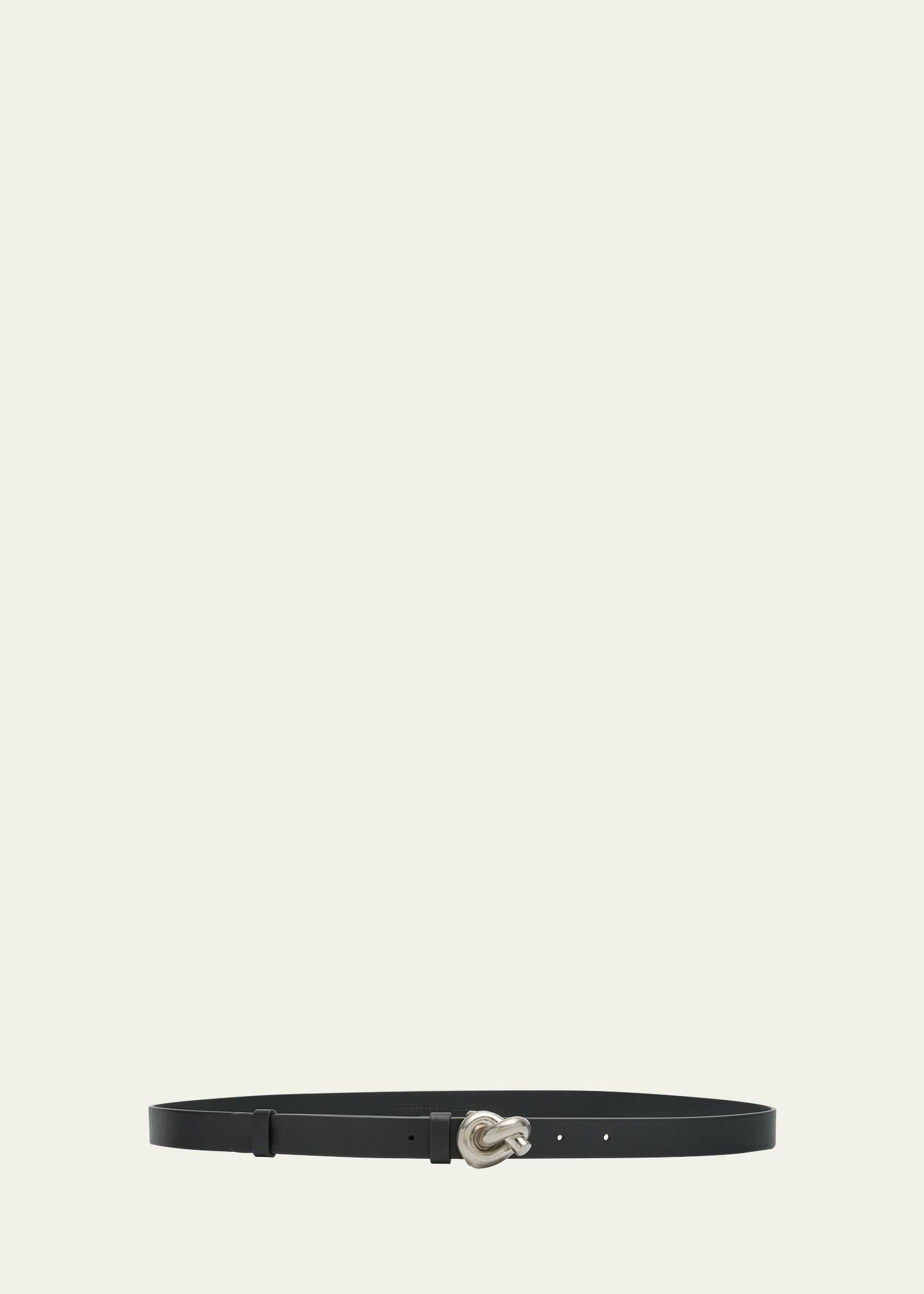 brass knot skinny leather belt