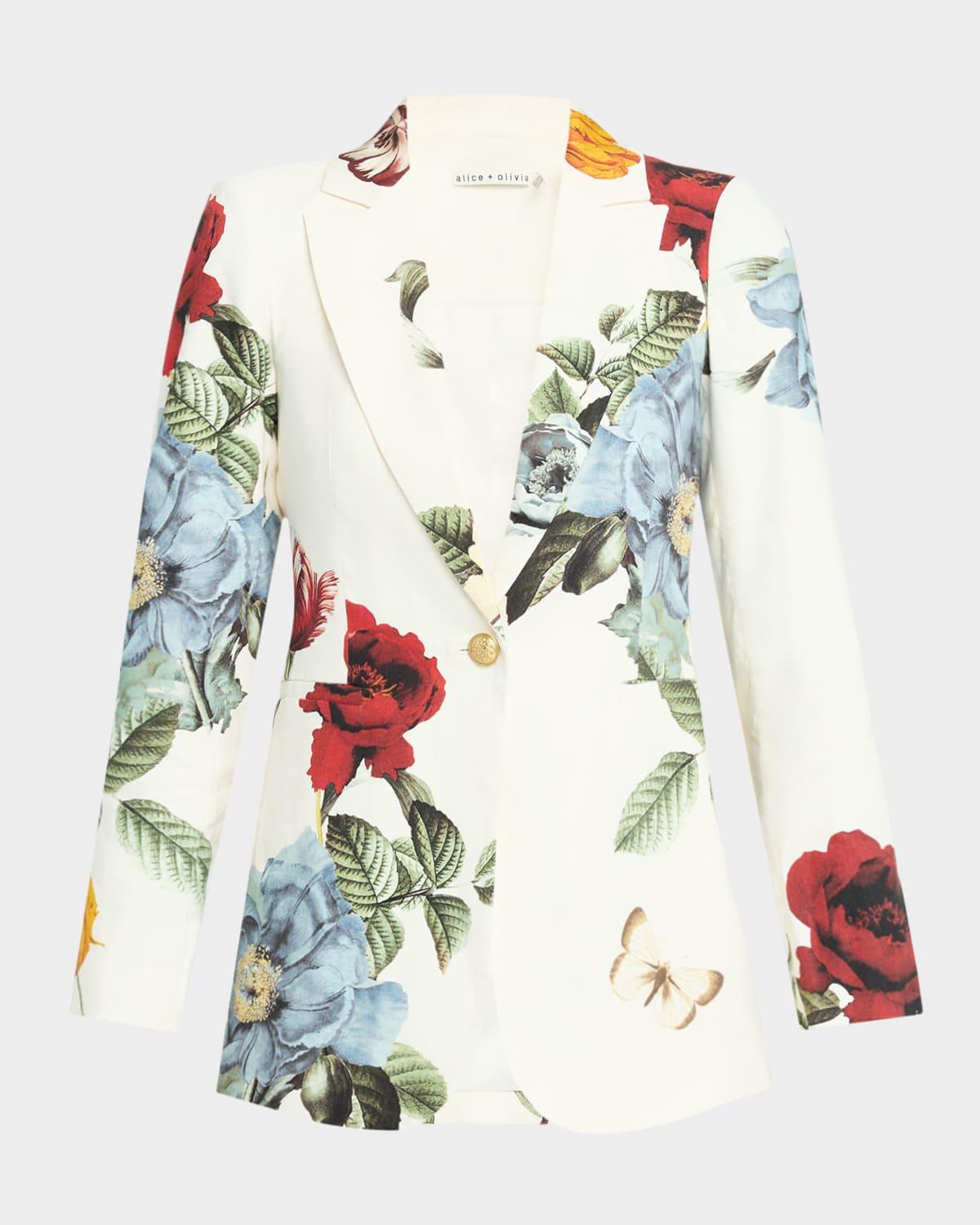 breann printed linen-blend blazer