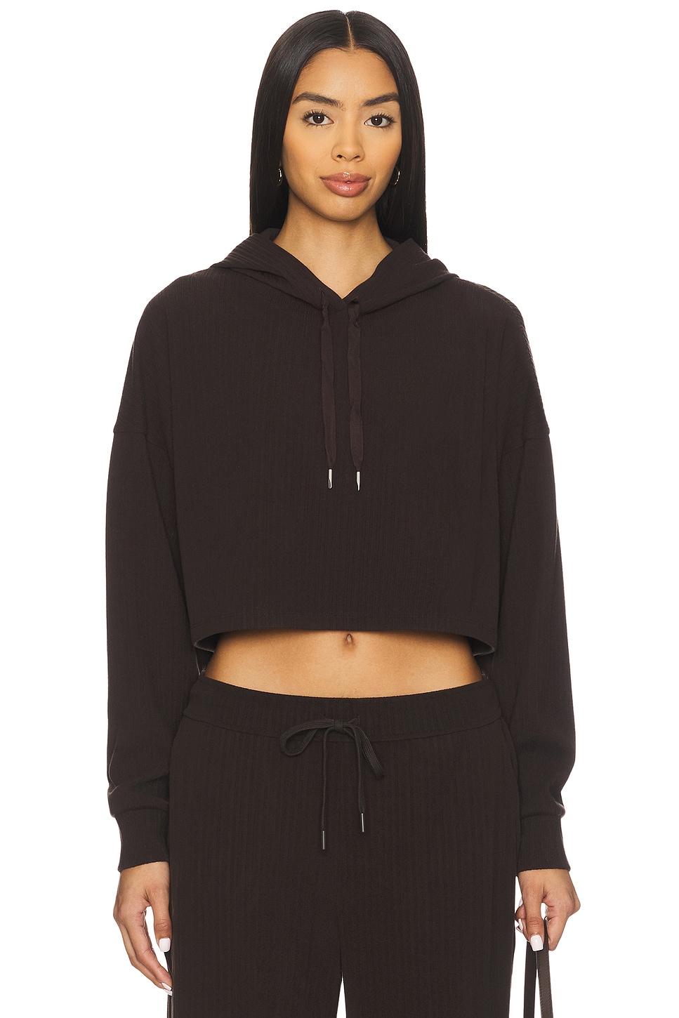 breathe easy ribbed cropped hoodie