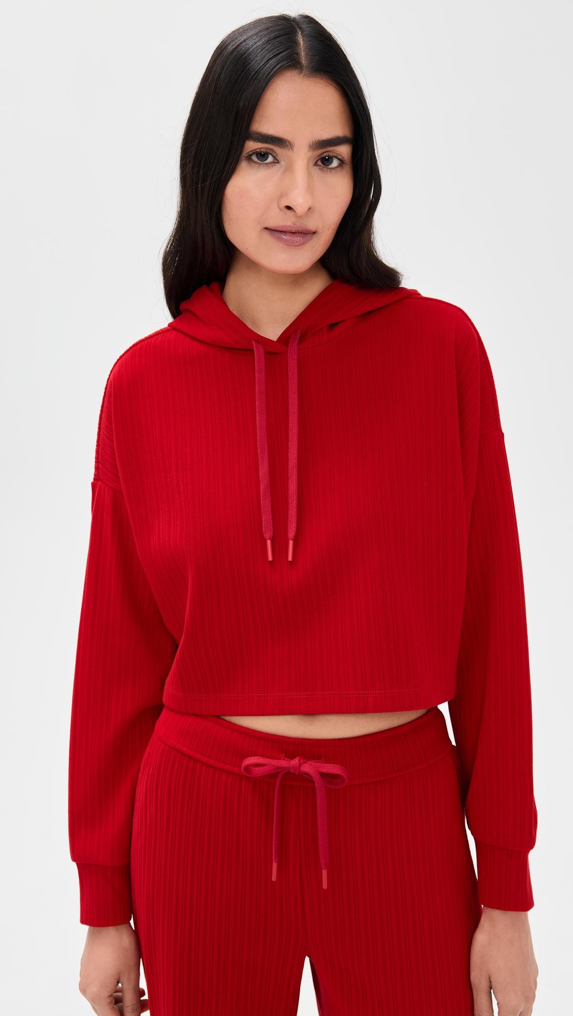 breathe easy ribbed cropped hoodie