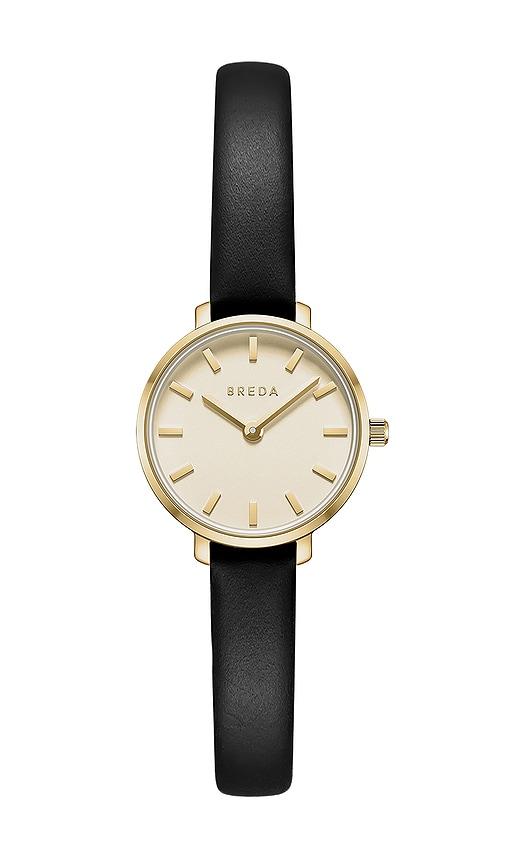 breda beverly leather watch in metallic gold.