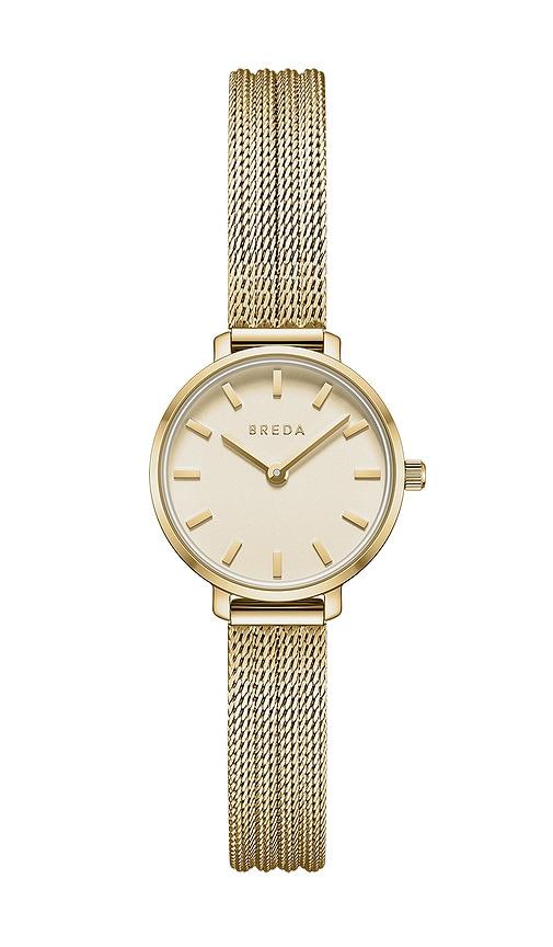 breda beverly mesh watch in metallic gold.