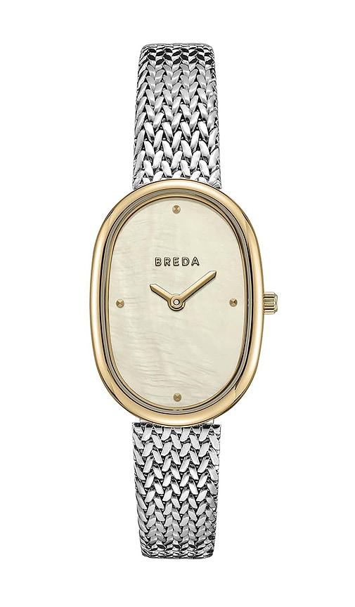 breda jane tethered watch in metallic silver.
