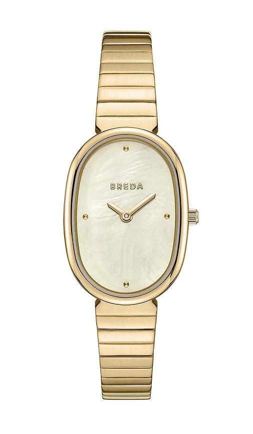 breda jane watch in metallic gold.