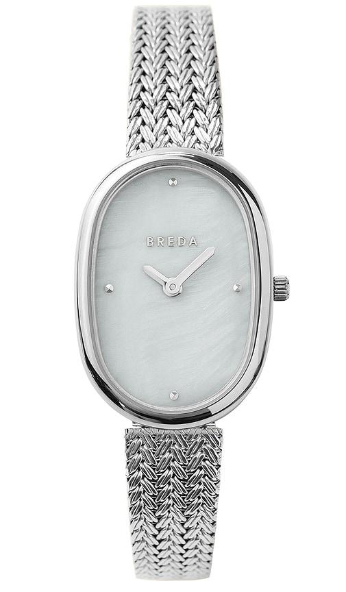breda jane watch in metallic silver.