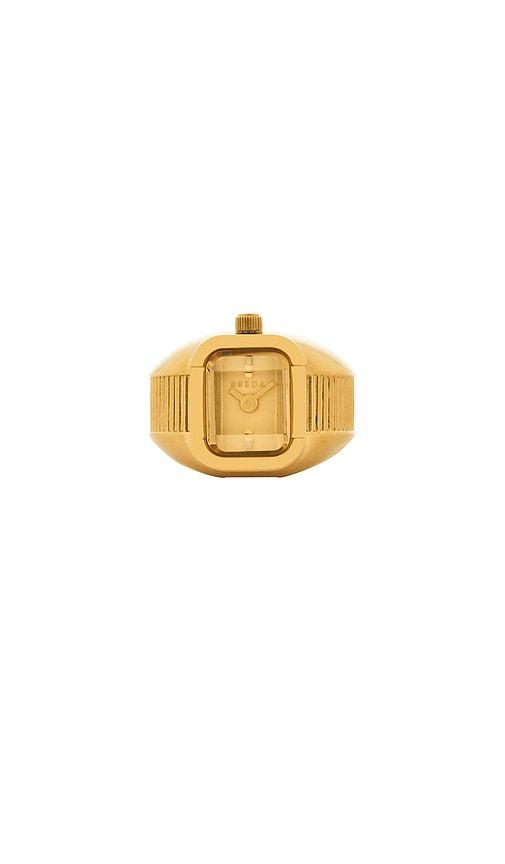 breda nocturne watch ring in metallic gold.