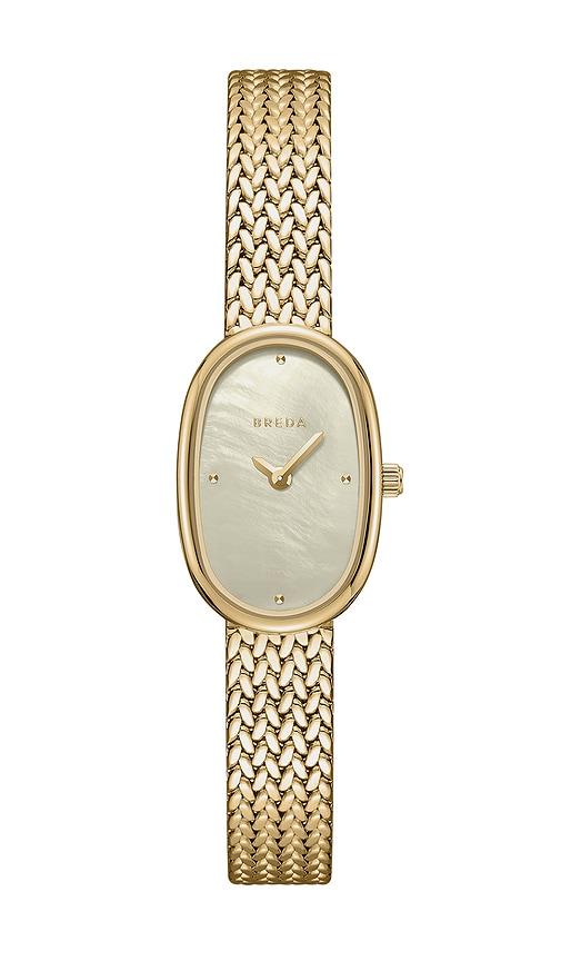 breda small jane watch in metallic gold.
