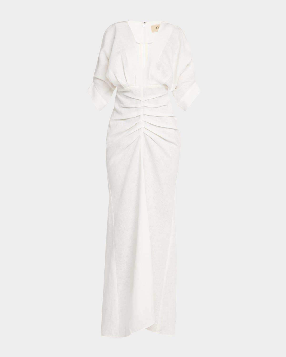 brennan gathered linen maxi dress