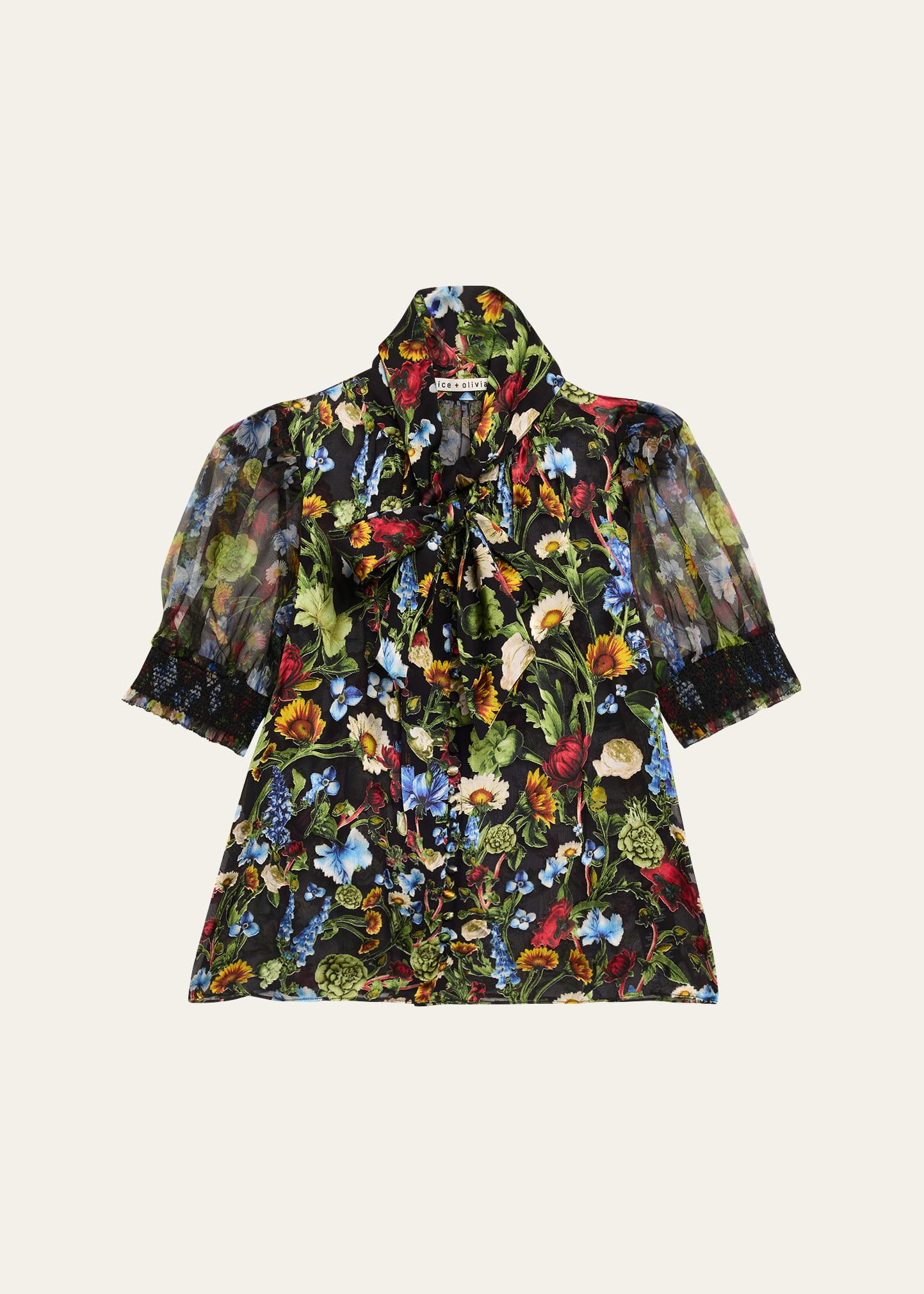 brentley floral puff-sleeve blouse