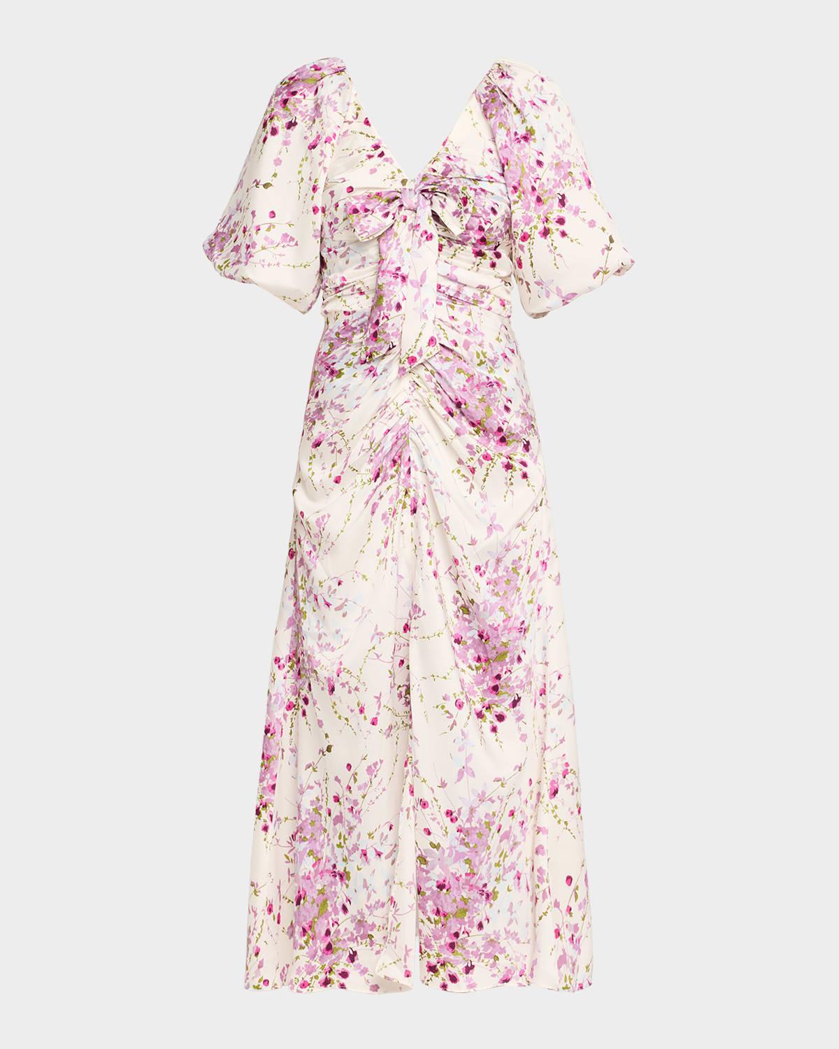 brenton puff-sleeve midsummer bloom dress