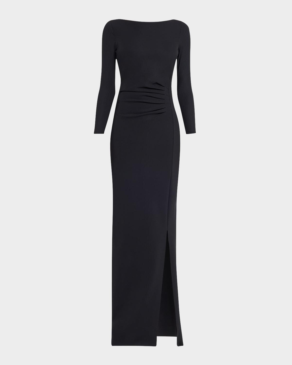 brestina bateau-neck bow column gown