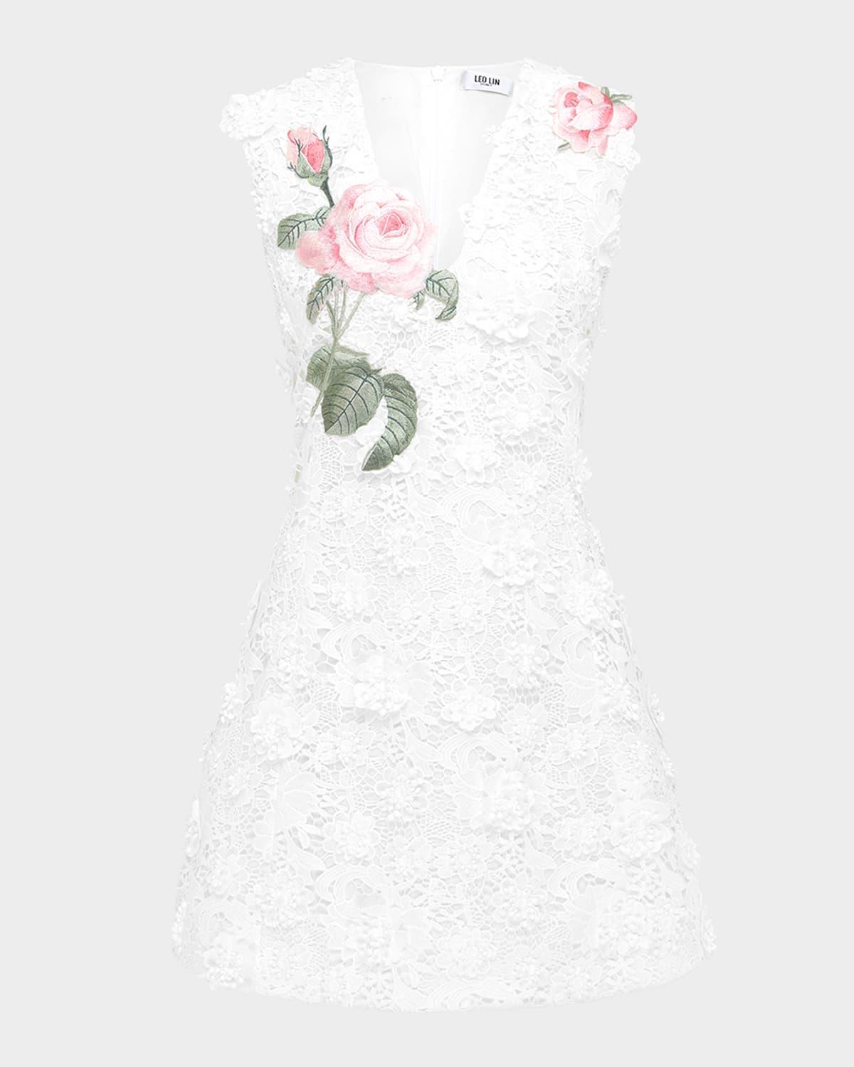 briana floral applique lace mini dress