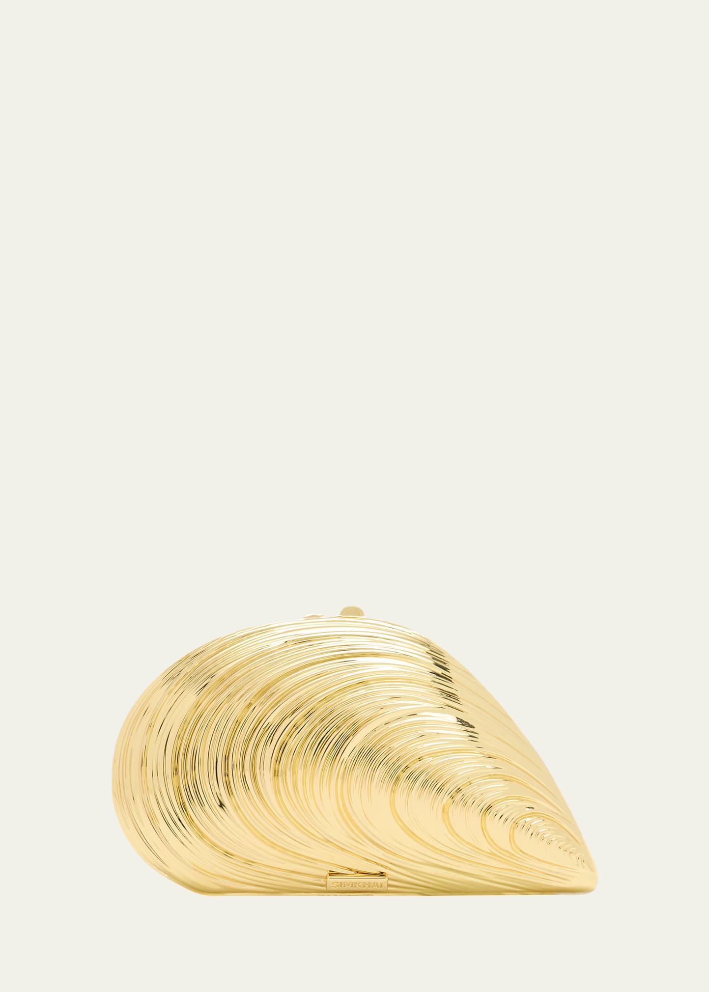 bridget mini metal oyster shell clutch bag