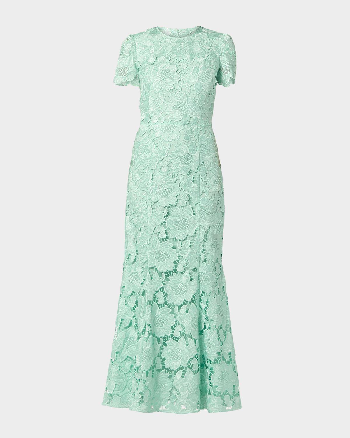 brie floral lace trumpet maxi dress