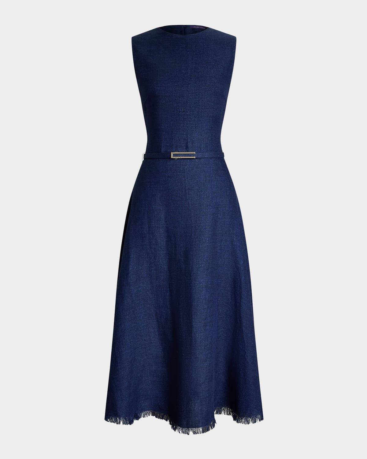 briella sleeveless linen dobby midi dress