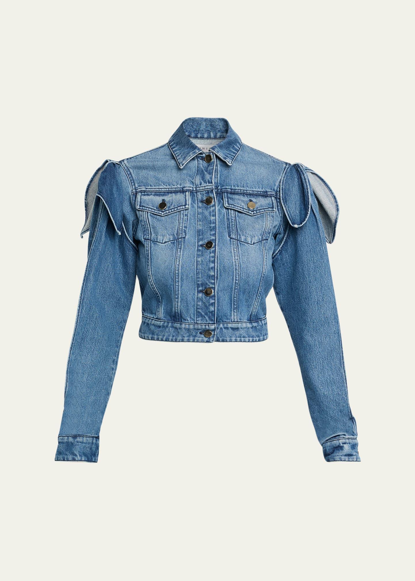 briella tie slit-sleeve denim jacket