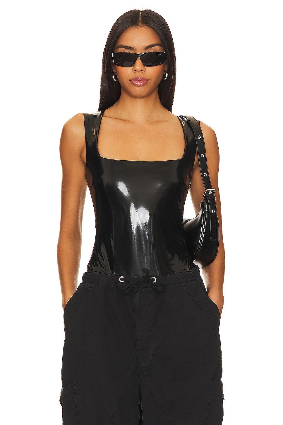 brielle faux leather bodysuit