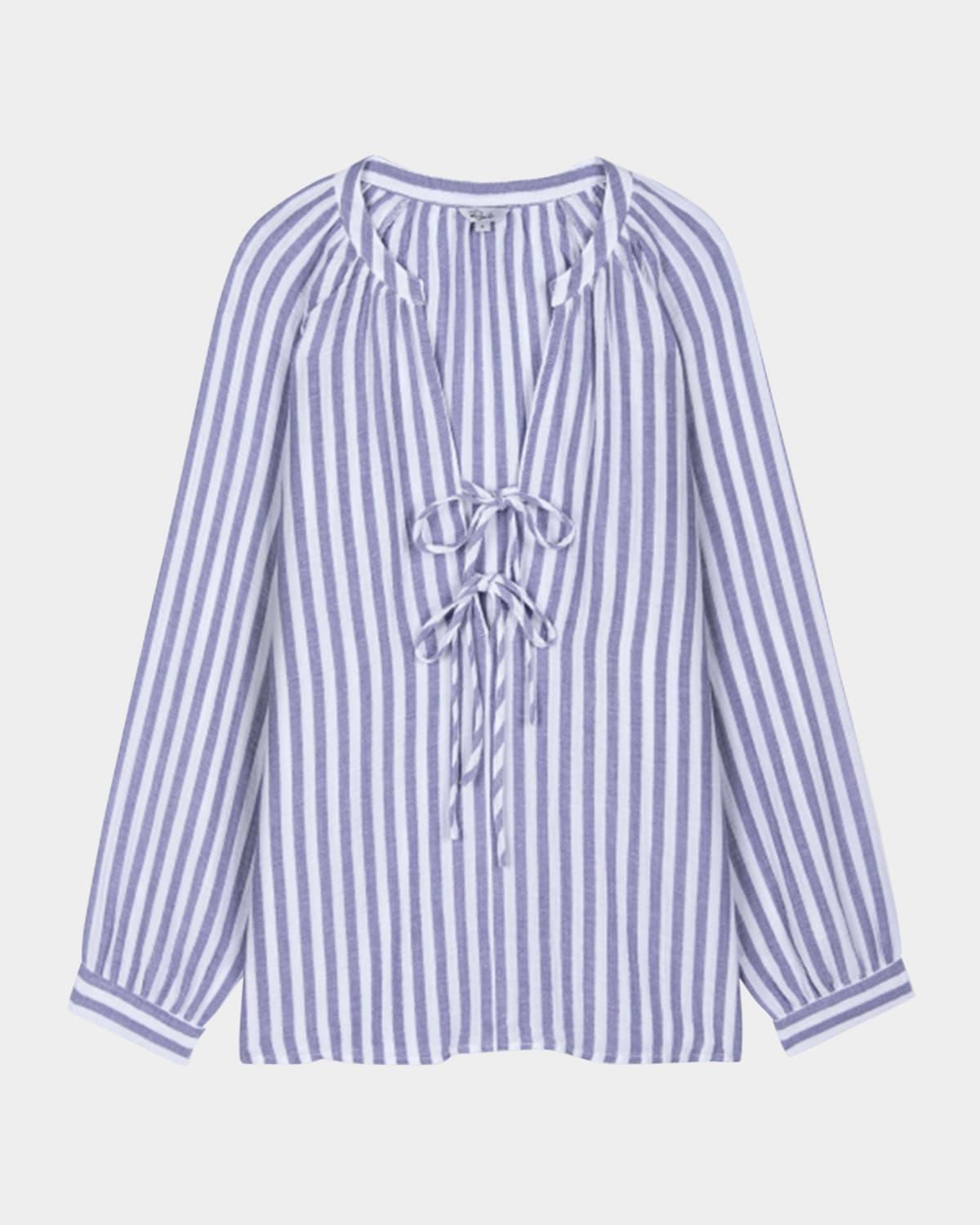 brielle striped tie-front blouse