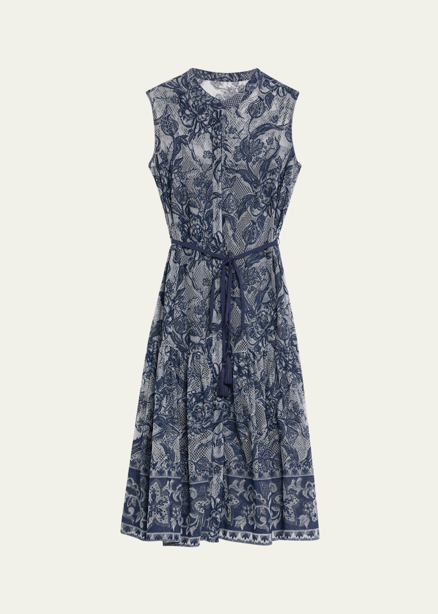 brien sleeveless floral lace midi dress