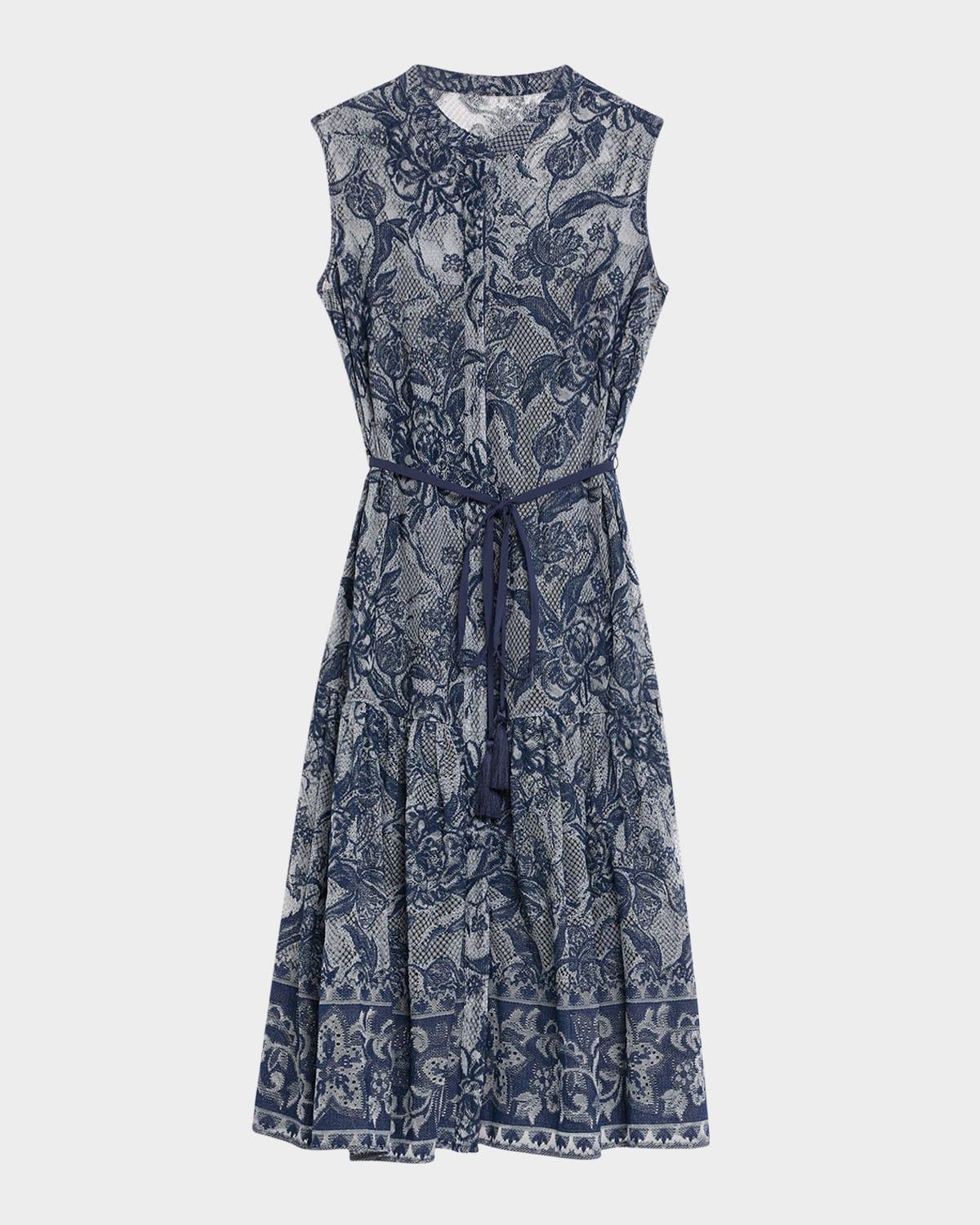 brien sleeveless floral lace midi dress