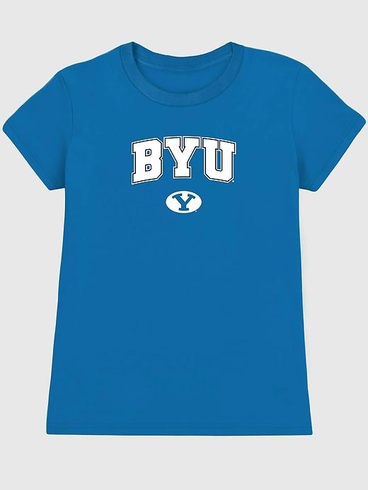 brigham young university arch logo graphic t-shirt for women