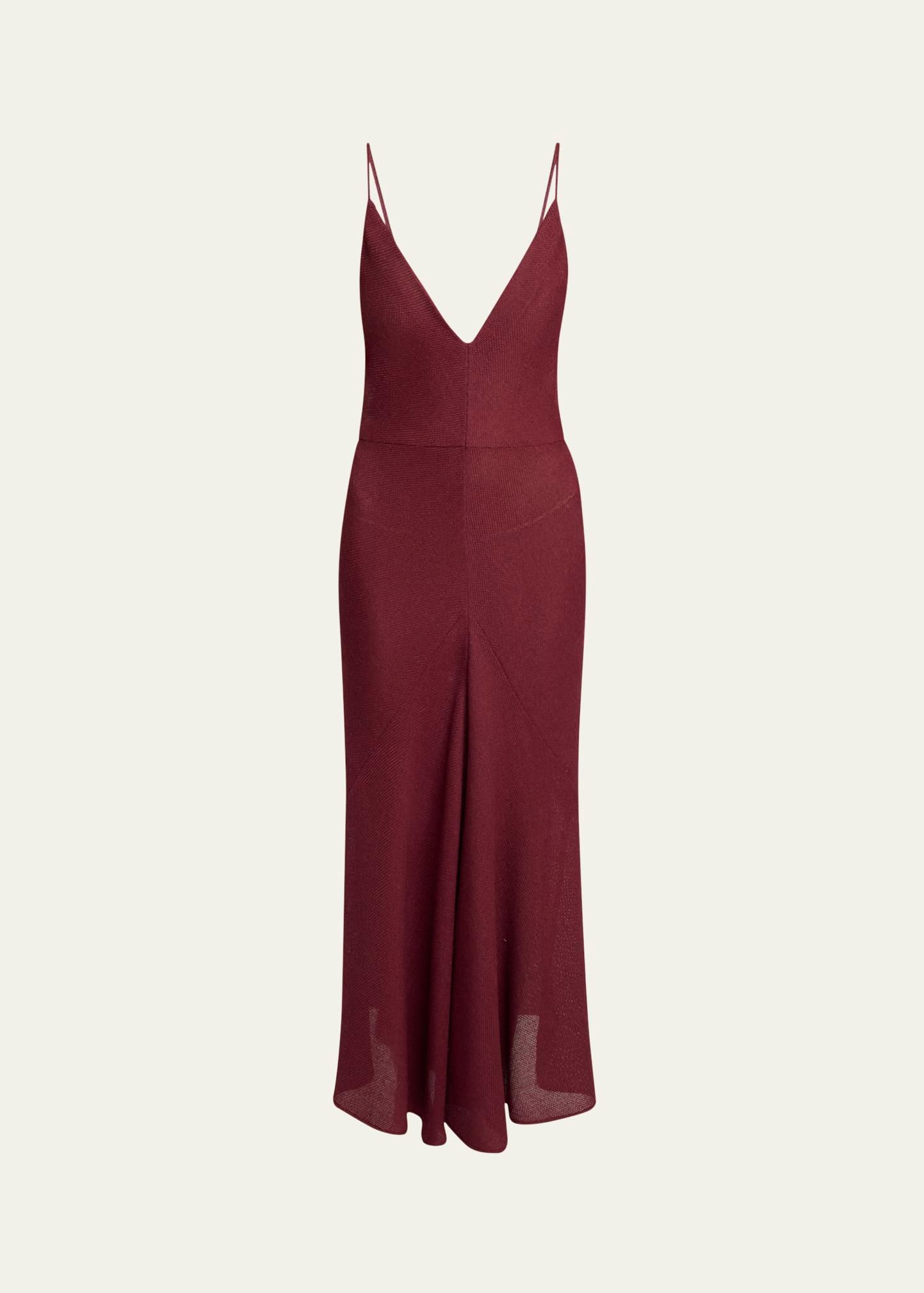 brigita backless fluted alpaca slip dress