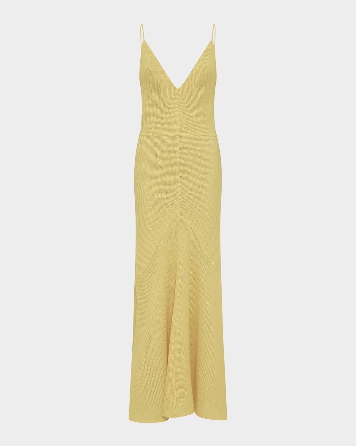 brigita backless fluted alpaca slip dress