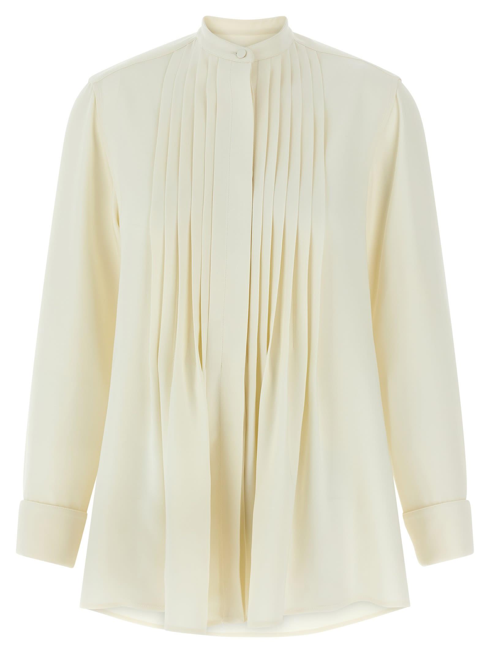 brioni pleated plastron shirt