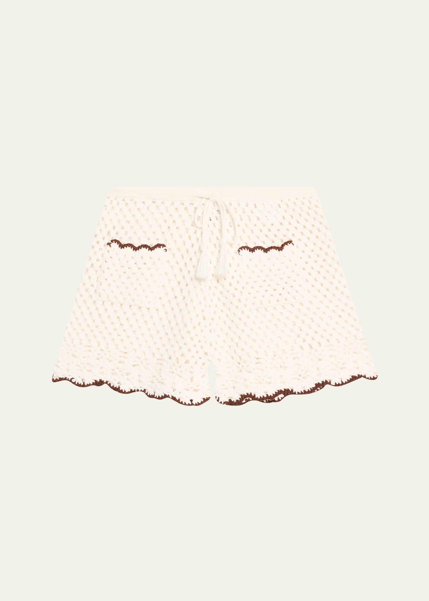brix drawstring crochet knit shorts