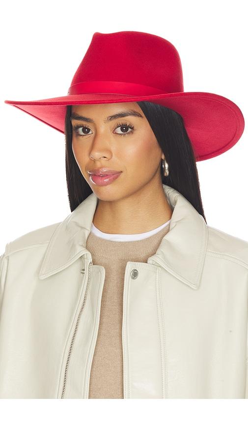 brixton harper felt hat in red.